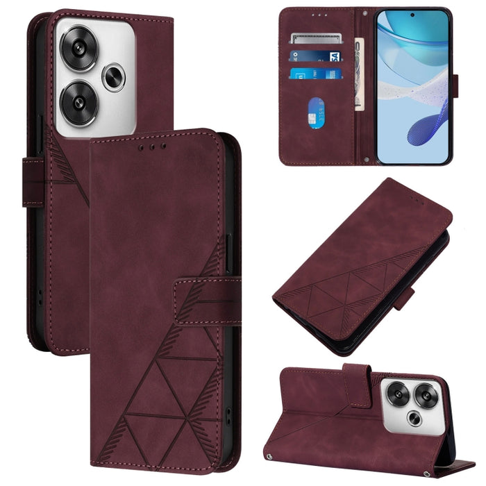 Funda para teléfono de cuero con tapa en relieve 3D cruzada, For Xiaomi 14T, For Xiaomi Poco F6