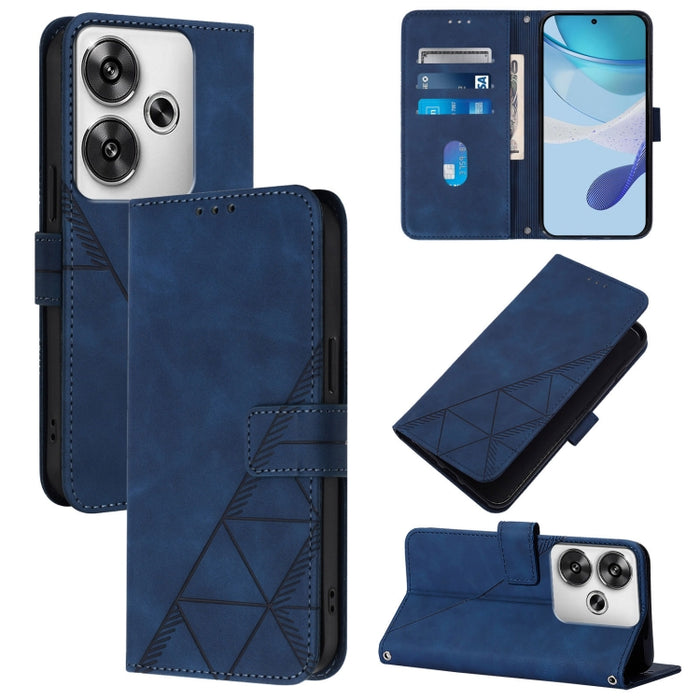 Funda para teléfono de cuero con tapa en relieve 3D cruzada, For Xiaomi 14T, For Xiaomi Poco F6