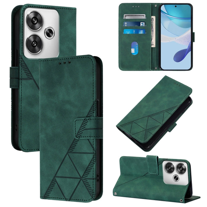 Funda para teléfono de cuero con tapa en relieve 3D cruzada, For Xiaomi 14T, For Xiaomi Poco F6