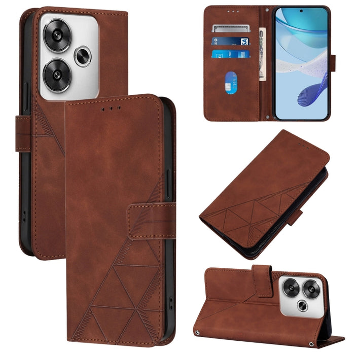 Funda para teléfono de cuero con tapa en relieve 3D cruzada, For Xiaomi 14T, For Xiaomi Poco F6