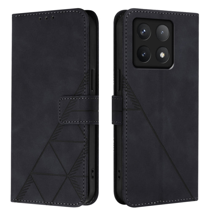 Funda para teléfono de cuero con tapa en relieve 3D cruzada, For Xiaomi 14T, For Xiaomi Poco F6