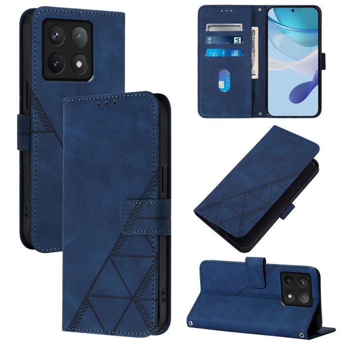 Funda para teléfono de cuero con tapa en relieve 3D cruzada, For Xiaomi 14T, For Xiaomi Poco F6