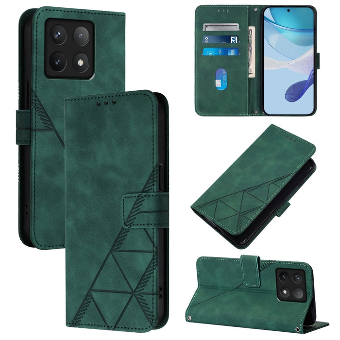 Funda para teléfono de cuero con tapa en relieve 3D cruzada, For Xiaomi 14T, For Xiaomi Poco F6