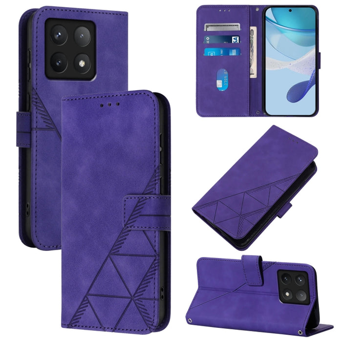 Funda para teléfono de cuero con tapa en relieve 3D cruzada, For Xiaomi 14T, For Xiaomi Poco F6