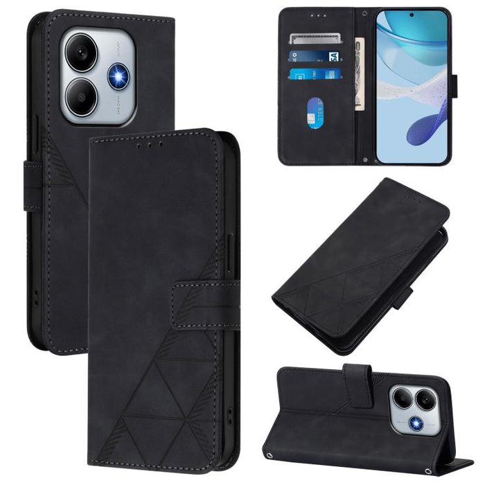 Funda para teléfono de cuero con tapa en relieve 3D cruzada, For Xiaomi 14T, For Xiaomi Poco F6