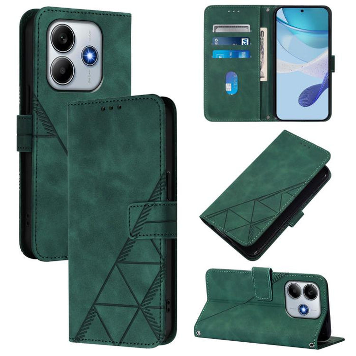 Funda para teléfono de cuero con tapa en relieve 3D cruzada, For Xiaomi 14T, For Xiaomi Poco F6