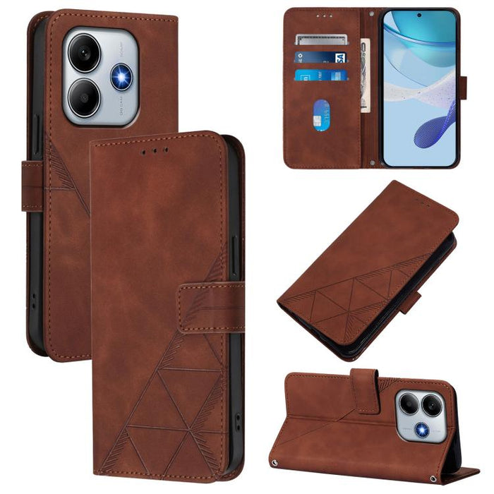 Funda para teléfono de cuero con tapa en relieve 3D cruzada, For Xiaomi 14T, For Xiaomi Poco F6
