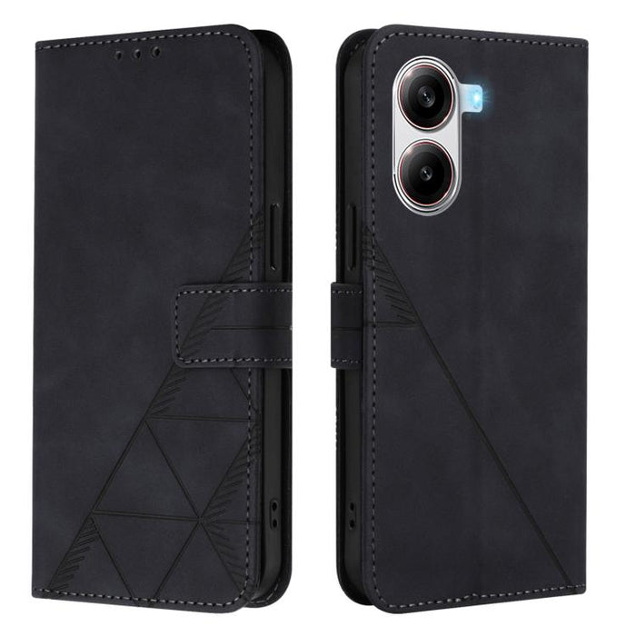 Funda para teléfono de cuero con tapa en relieve 3D cruzada, For Xiaomi 14T, For Xiaomi Poco F6