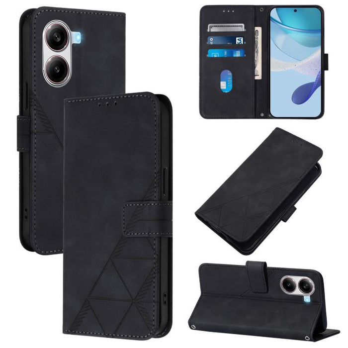 Funda para teléfono de cuero con tapa en relieve 3D cruzada, For Xiaomi 14T, For Xiaomi Poco F6