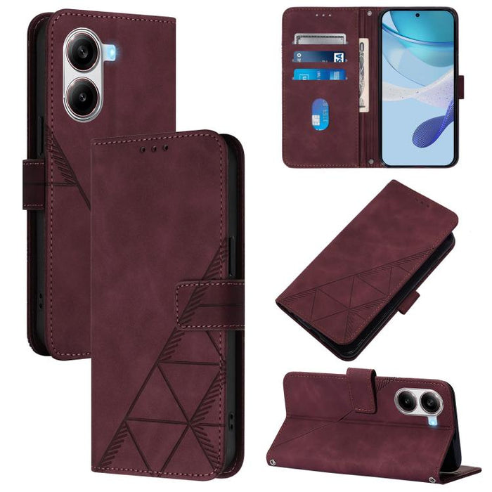 Funda para teléfono de cuero con tapa en relieve 3D cruzada, For Xiaomi 14T, For Xiaomi Poco F6