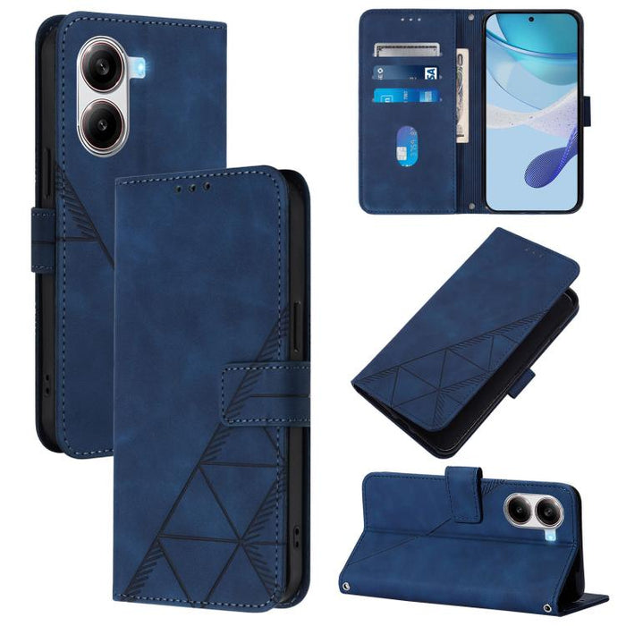 Funda para teléfono de cuero con tapa en relieve 3D cruzada, For Xiaomi 14T, For Xiaomi Poco F6