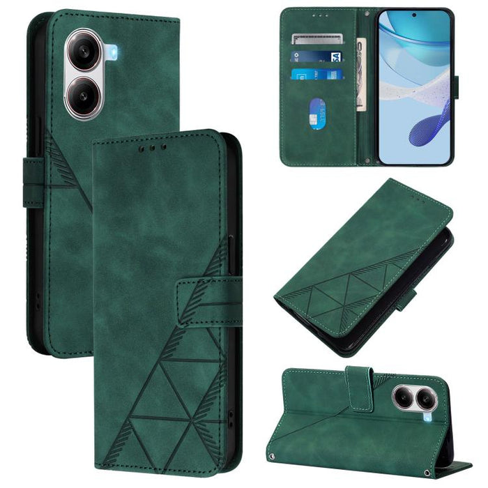 Funda para teléfono de cuero con tapa en relieve 3D cruzada, For Xiaomi 14T, For Xiaomi Poco F6