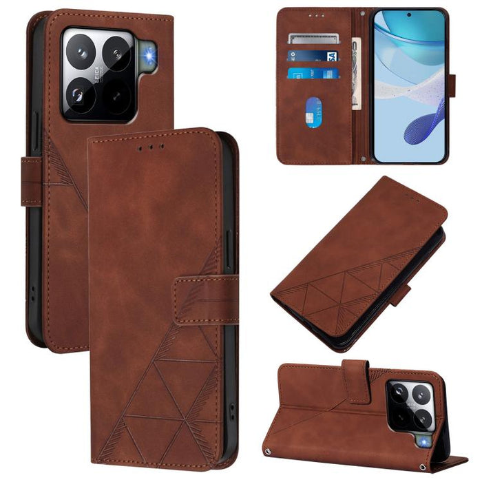 Funda para teléfono de cuero con tapa en relieve 3D cruzada, For Xiaomi 17 Max 5G, For Xiaomi 17T Pro 5G, For Xiaomi Poco M7 4G 169mm, For Xiaomi 15T Pro 5G, For Xiaomi 15T 5G, For Xiaomi Civi 5 Pro, For Xiaomi 15S Pro, For Xiaomi Poco M6 4G / M6 Plus ...