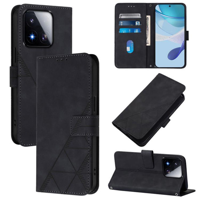 Funda para teléfono de cuero con tapa en relieve 3D cruzada, For Xiaomi 17 Max 5G, For Xiaomi 17T Pro 5G, For Xiaomi Poco M7 4G 169mm, For Xiaomi 15T Pro 5G, For Xiaomi 15T 5G, For Xiaomi Civi 5 Pro, For Xiaomi 15S Pro, For Xiaomi Poco M6 4G / M6 Plus ...