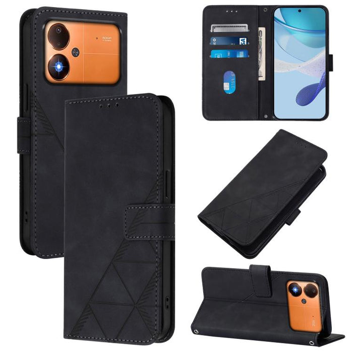 Funda para teléfono de cuero con tapa en relieve 3D cruzada, For Xiaomi 17 Max 5G, For Xiaomi 17T Pro 5G, For Xiaomi Poco M7 4G 169mm, For Xiaomi 15T Pro 5G, For Xiaomi 15T 5G, For Xiaomi Civi 5 Pro, For Xiaomi 15S Pro, For Xiaomi Poco M6 4G / M6 Plus ...