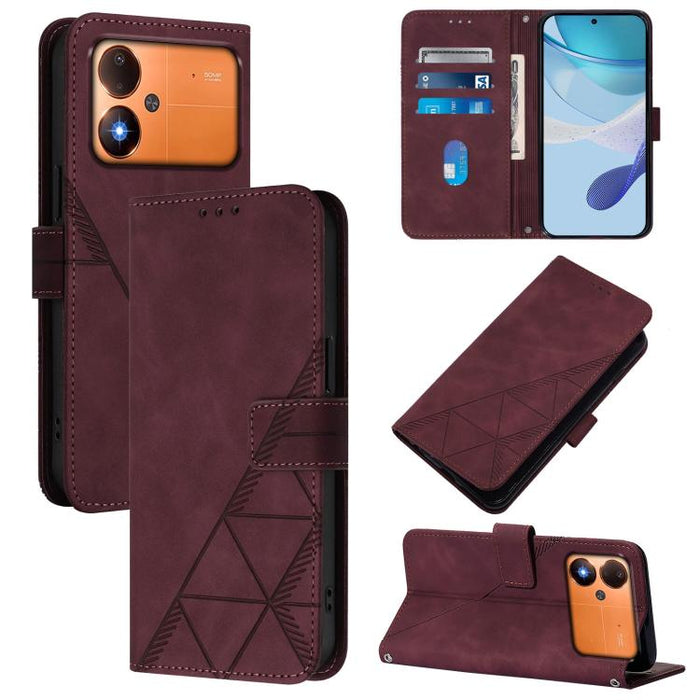 Funda para teléfono de cuero con tapa en relieve 3D cruzada, For Xiaomi 17 Max 5G, For Xiaomi 17T Pro 5G, For Xiaomi Poco M7 4G 169mm, For Xiaomi 15T Pro 5G, For Xiaomi 15T 5G, For Xiaomi Civi 5 Pro, For Xiaomi 15S Pro, For Xiaomi Poco M6 4G / M6 Plus ...