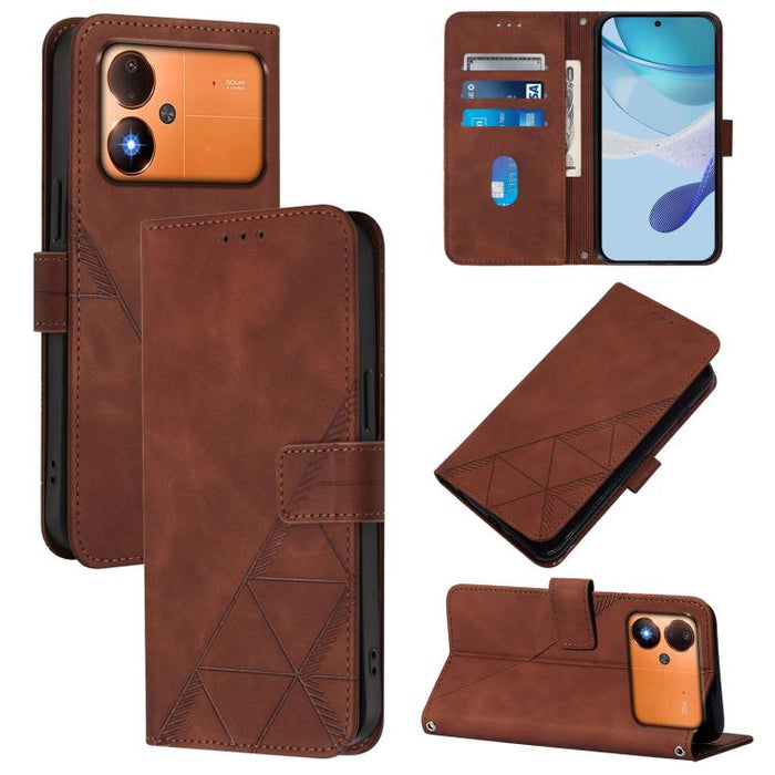 Funda para teléfono de cuero con tapa en relieve 3D cruzada, For Xiaomi 17 Max 5G, For Xiaomi 17T Pro 5G, For Xiaomi Poco M7 4G 169mm, For Xiaomi 15T Pro 5G, For Xiaomi 15T 5G, For Xiaomi Civi 5 Pro, For Xiaomi 15S Pro, For Xiaomi Poco M6 4G / M6 Plus ...