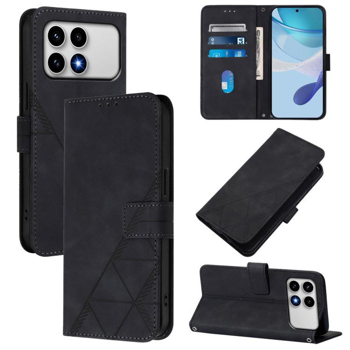 Funda para teléfono de cuero con tapa en relieve 3D cruzada, For Xiaomi 17 Max 5G, For Xiaomi 17T Pro 5G, For Xiaomi Poco M7 4G 169mm, For Xiaomi 15T Pro 5G, For Xiaomi 15T 5G, For Xiaomi Civi 5 Pro, For Xiaomi 15S Pro, For Xiaomi Poco M6 4G / M6 Plus ...
