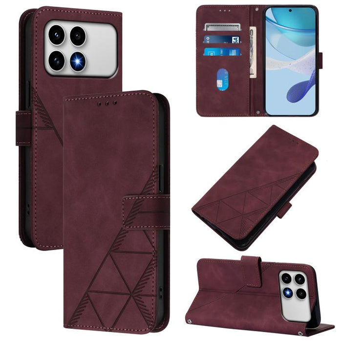 Funda para teléfono de cuero con tapa en relieve 3D cruzada, For Xiaomi 17 Max 5G, For Xiaomi 17T Pro 5G, For Xiaomi Poco M7 4G 169mm, For Xiaomi 15T Pro 5G, For Xiaomi 15T 5G, For Xiaomi Civi 5 Pro, For Xiaomi 15S Pro, For Xiaomi Poco M6 4G / M6 Plus ...