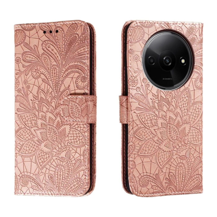 Funda para teléfono de cuero con tapa y estampado de flores de encaje, For Xiaomi Redmi A3, For Xiaomi Redmi Note 13 Pro 4G, For Xiaomi Redmi Note 13 4G, For Xiaomi Redmi K70E, For Xiaomi Redmi Note 13R Pro, For Xiaomi 14 Ultra, For Xiaomi Redmi K70