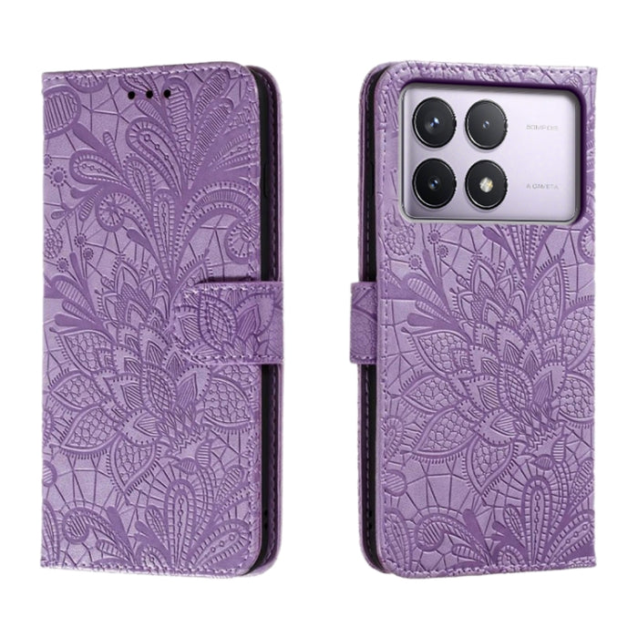 Funda para teléfono de cuero con tapa y estampado de flores de encaje, For Xiaomi Redmi A3, For Xiaomi Redmi Note 13 Pro 4G, For Xiaomi Redmi Note 13 4G, For Xiaomi Redmi K70E, For Xiaomi Redmi Note 13R Pro, For Xiaomi 14 Ultra, For Xiaomi Redmi K70