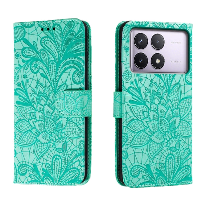 Funda para teléfono de cuero con tapa y estampado de flores de encaje, For Xiaomi Redmi A3, For Xiaomi Redmi Note 13 Pro 4G, For Xiaomi Redmi Note 13 4G, For Xiaomi Redmi K70E, For Xiaomi Redmi Note 13R Pro, For Xiaomi 14 Ultra, For Xiaomi Redmi K70
