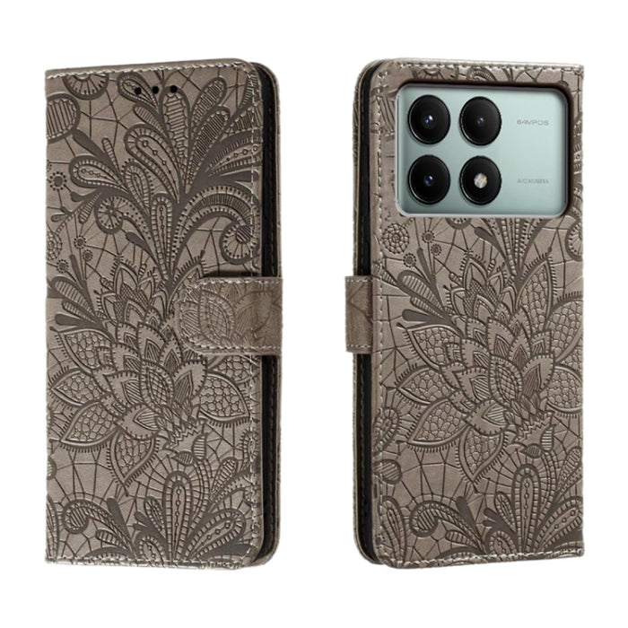 Funda para teléfono de cuero con tapa y estampado de flores de encaje, For Xiaomi Redmi A3, For Xiaomi Redmi Note 13 Pro 4G, For Xiaomi Redmi Note 13 4G, For Xiaomi Redmi K70E, For Xiaomi Redmi Note 13R Pro, For Xiaomi 14 Ultra, For Xiaomi Redmi K70