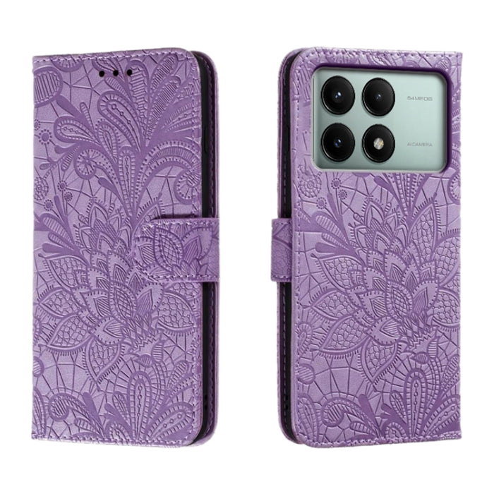 Funda para teléfono de cuero con tapa y estampado de flores de encaje, For Xiaomi Redmi A3, For Xiaomi Redmi Note 13 Pro 4G, For Xiaomi Redmi Note 13 4G, For Xiaomi Redmi K70E, For Xiaomi Redmi Note 13R Pro, For Xiaomi 14 Ultra, For Xiaomi Redmi K70