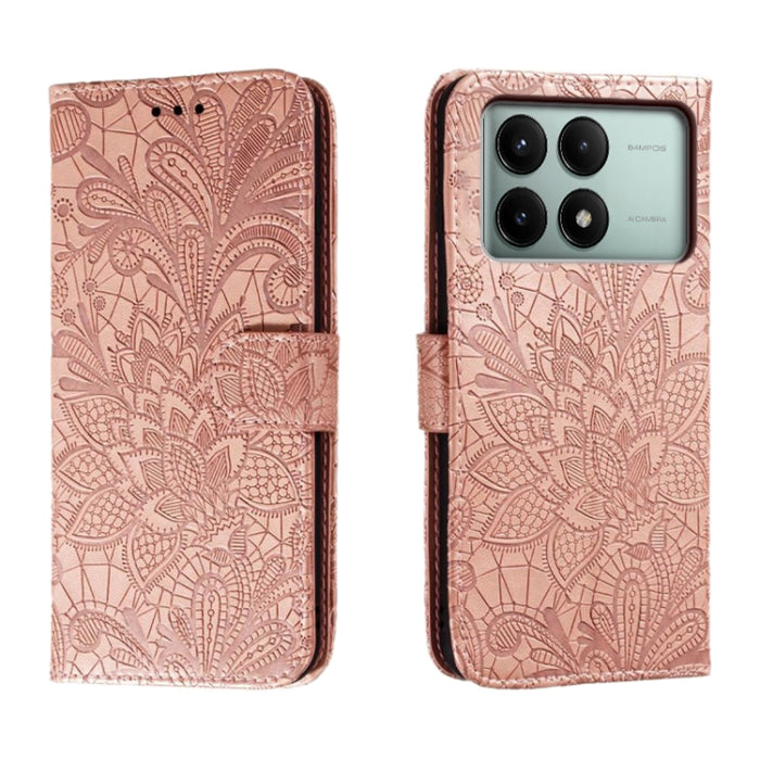 Funda para teléfono de cuero con tapa y estampado de flores de encaje, For Xiaomi Redmi A3, For Xiaomi Redmi Note 13 Pro 4G, For Xiaomi Redmi Note 13 4G, For Xiaomi Redmi K70E, For Xiaomi Redmi Note 13R Pro, For Xiaomi 14 Ultra, For Xiaomi Redmi K70