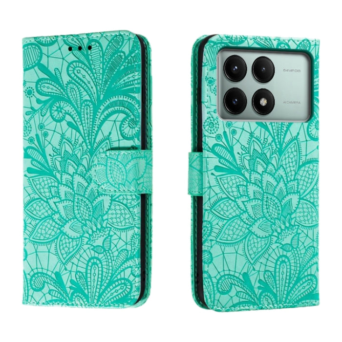 Funda para teléfono de cuero con tapa y estampado de flores de encaje, For Xiaomi Redmi A3, For Xiaomi Redmi Note 13 Pro 4G, For Xiaomi Redmi Note 13 4G, For Xiaomi Redmi K70E, For Xiaomi Redmi Note 13R Pro, For Xiaomi 14 Ultra, For Xiaomi Redmi K70