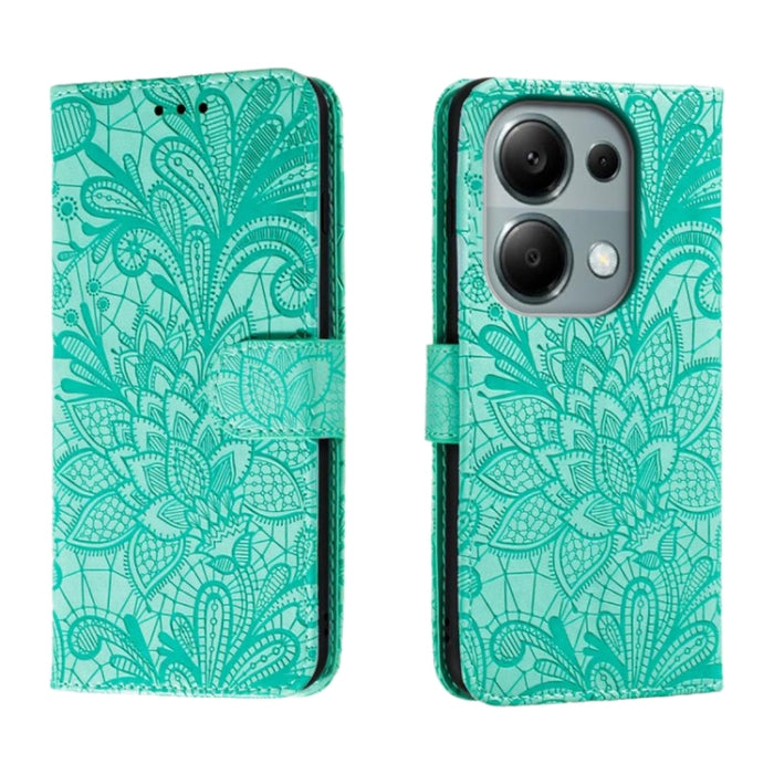 Funda para teléfono de cuero con tapa y estampado de flores de encaje, For Xiaomi Redmi A3, For Xiaomi Redmi Note 13 Pro 4G, For Xiaomi Redmi Note 13 4G, For Xiaomi Redmi K70E, For Xiaomi Redmi Note 13R Pro, For Xiaomi 14 Ultra, For Xiaomi Redmi K70