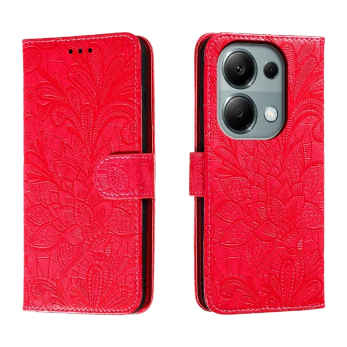Funda para teléfono de cuero con tapa y estampado de flores de encaje, For Xiaomi Redmi A3, For Xiaomi Redmi Note 13 Pro 4G, For Xiaomi Redmi Note 13 4G, For Xiaomi Redmi K70E, For Xiaomi Redmi Note 13R Pro, For Xiaomi 14 Ultra, For Xiaomi Redmi K70