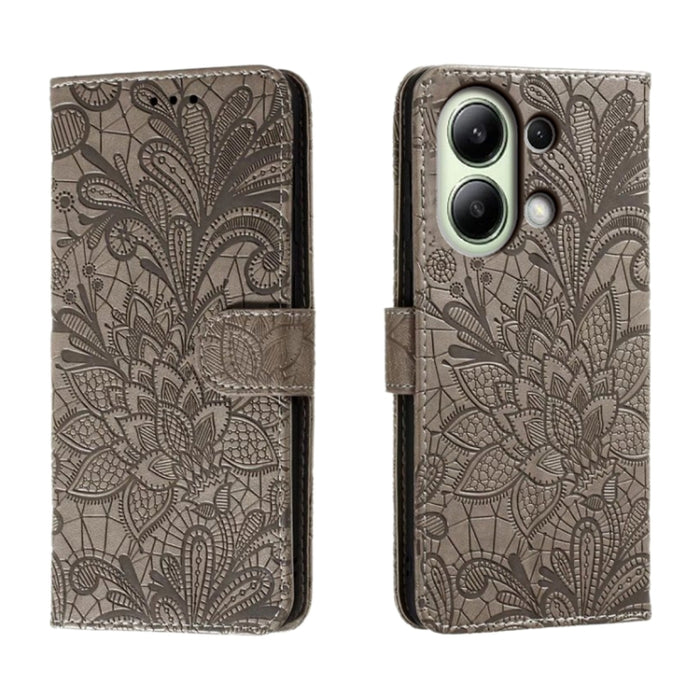 Funda para teléfono de cuero con tapa y estampado de flores de encaje, For Xiaomi Redmi A3, For Xiaomi Redmi Note 13 Pro 4G, For Xiaomi Redmi Note 13 4G, For Xiaomi Redmi K70E, For Xiaomi Redmi Note 13R Pro, For Xiaomi 14 Ultra, For Xiaomi Redmi K70