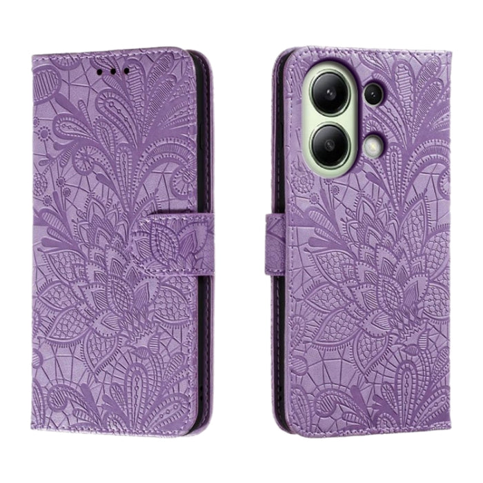 Funda para teléfono de cuero con tapa y estampado de flores de encaje, For Xiaomi Redmi A3, For Xiaomi Redmi Note 13 Pro 4G, For Xiaomi Redmi Note 13 4G, For Xiaomi Redmi K70E, For Xiaomi Redmi Note 13R Pro, For Xiaomi 14 Ultra, For Xiaomi Redmi K70