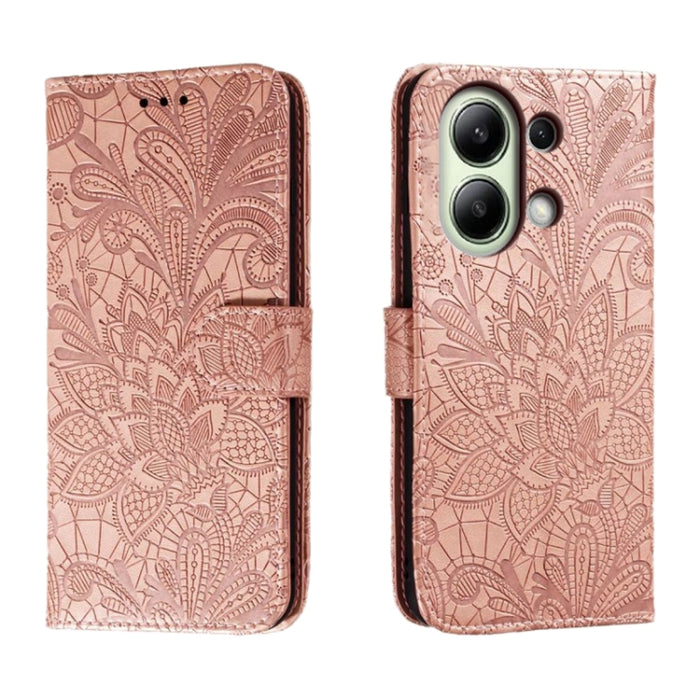 Funda para teléfono de cuero con tapa y estampado de flores de encaje, For Xiaomi Redmi A3, For Xiaomi Redmi Note 13 Pro 4G, For Xiaomi Redmi Note 13 4G, For Xiaomi Redmi K70E, For Xiaomi Redmi Note 13R Pro, For Xiaomi 14 Ultra, For Xiaomi Redmi K70