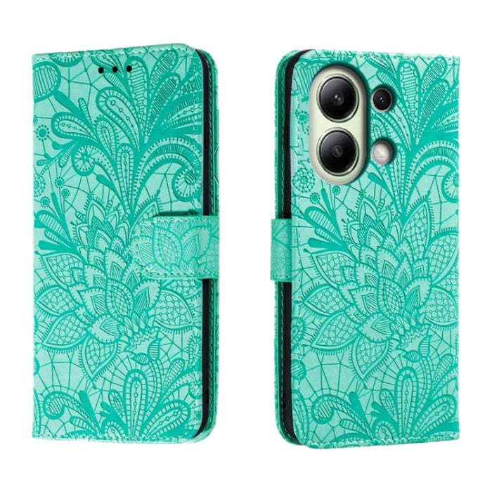 Funda para teléfono de cuero con tapa y estampado de flores de encaje, For Xiaomi Redmi A3, For Xiaomi Redmi Note 13 Pro 4G, For Xiaomi Redmi Note 13 4G, For Xiaomi Redmi K70E, For Xiaomi Redmi Note 13R Pro, For Xiaomi 14 Ultra, For Xiaomi Redmi K70