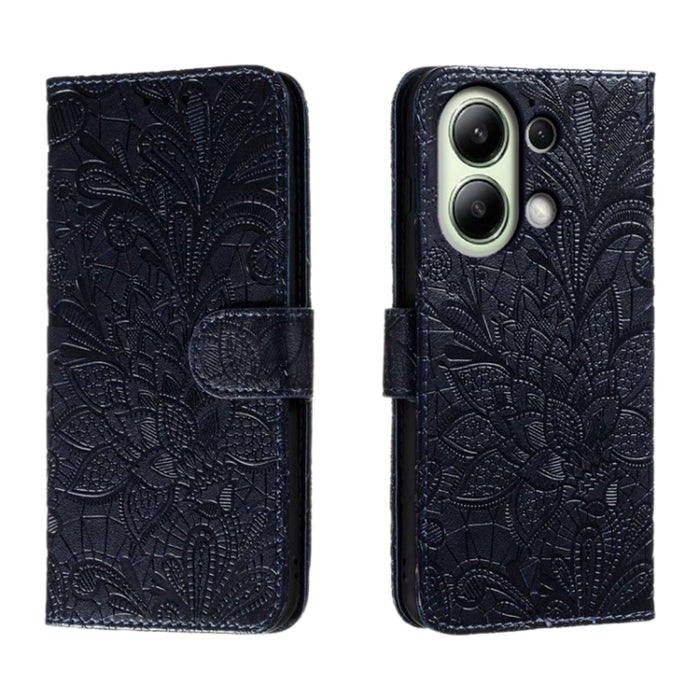 Funda para teléfono de cuero con tapa y estampado de flores de encaje, For Xiaomi Redmi A3, For Xiaomi Redmi Note 13 Pro 4G, For Xiaomi Redmi Note 13 4G, For Xiaomi Redmi K70E, For Xiaomi Redmi Note 13R Pro, For Xiaomi 14 Ultra, For Xiaomi Redmi K70