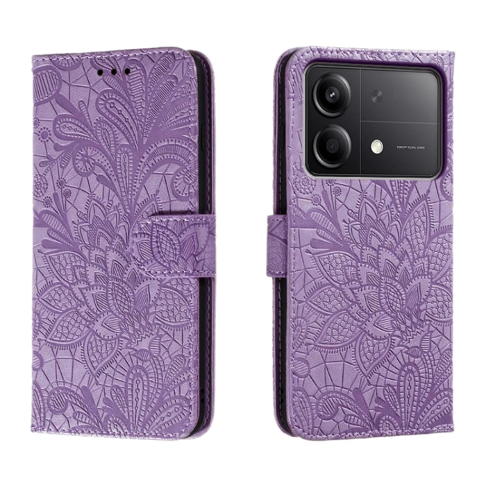 Funda para teléfono de cuero con tapa y estampado de flores de encaje, For Xiaomi Redmi A3, For Xiaomi Redmi Note 13 Pro 4G, For Xiaomi Redmi Note 13 4G, For Xiaomi Redmi K70E, For Xiaomi Redmi Note 13R Pro, For Xiaomi 14 Ultra, For Xiaomi Redmi K70