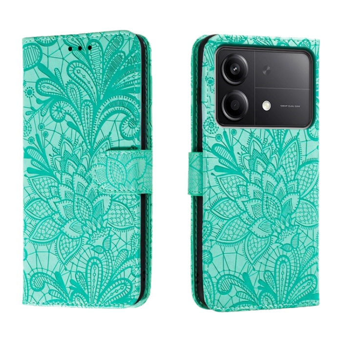 Funda para teléfono de cuero con tapa y estampado de flores de encaje, For Xiaomi Redmi A3, For Xiaomi Redmi Note 13 Pro 4G, For Xiaomi Redmi Note 13 4G, For Xiaomi Redmi K70E, For Xiaomi Redmi Note 13R Pro, For Xiaomi 14 Ultra, For Xiaomi Redmi K70