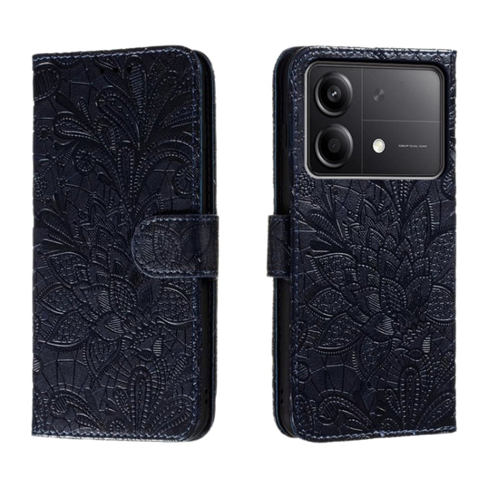 Funda para teléfono de cuero con tapa y estampado de flores de encaje, For Xiaomi Redmi A3, For Xiaomi Redmi Note 13 Pro 4G, For Xiaomi Redmi Note 13 4G, For Xiaomi Redmi K70E, For Xiaomi Redmi Note 13R Pro, For Xiaomi 14 Ultra, For Xiaomi Redmi K70