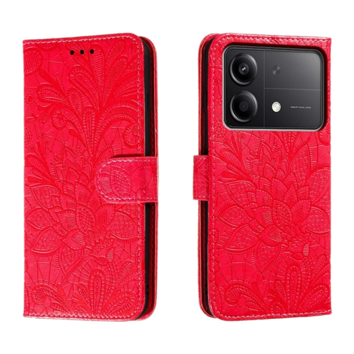 Funda para teléfono de cuero con tapa y estampado de flores de encaje, For Xiaomi Redmi A3, For Xiaomi Redmi Note 13 Pro 4G, For Xiaomi Redmi Note 13 4G, For Xiaomi Redmi K70E, For Xiaomi Redmi Note 13R Pro, For Xiaomi 14 Ultra, For Xiaomi Redmi K70
