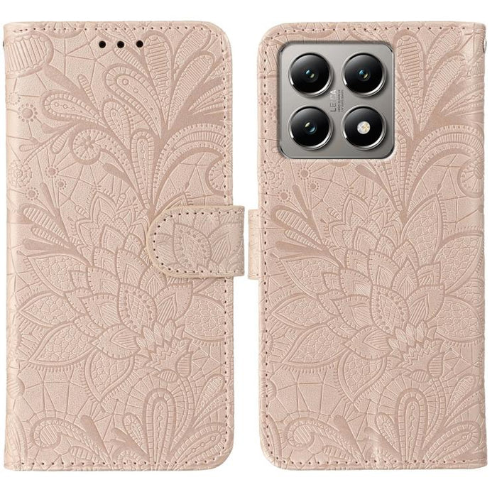 Funda para teléfono de cuero con tapa y estampado de flores de encaje, For Xiaomi 17 Pro, For Xiaomi 17, For Xiaomi 15T Pro 5G, For Xiaomi 15T 5G, For Xiaomi Poco F7 Ultra / Redmi K80 Pro, For Xiaomi Poco F7 Pro / Redmi K80                             ...