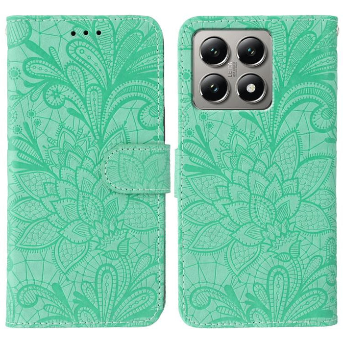 Funda para teléfono de cuero con tapa y estampado de flores de encaje, For Xiaomi 17 Pro, For Xiaomi 17, For Xiaomi 15T Pro 5G, For Xiaomi 15T 5G, For Xiaomi Poco F7 Ultra / Redmi K80 Pro, For Xiaomi Poco F7 Pro / Redmi K80                             ...