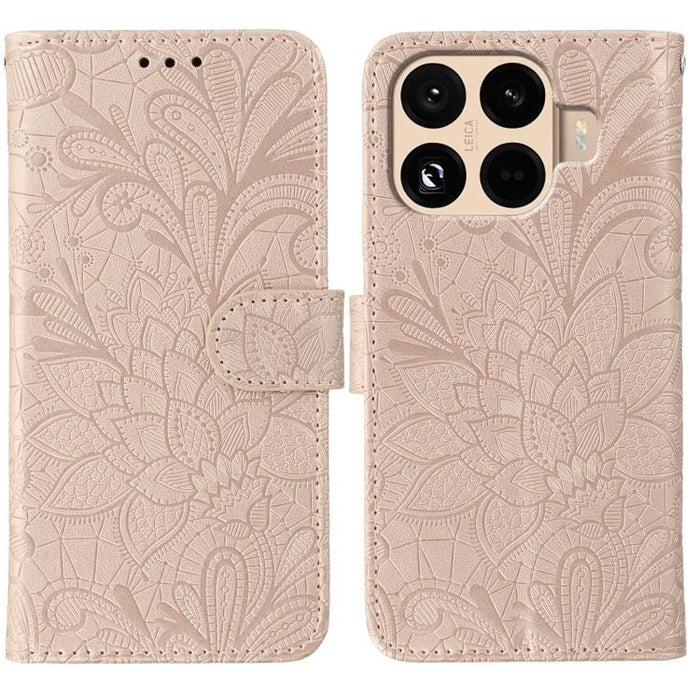 Funda para teléfono de cuero con tapa y estampado de flores de encaje, For Xiaomi 17 Pro, For Xiaomi 17, For Xiaomi 15T Pro 5G, For Xiaomi 15T 5G, For Xiaomi Poco F7 Ultra / Redmi K80 Pro, For Xiaomi Poco F7 Pro / Redmi K80                             ...