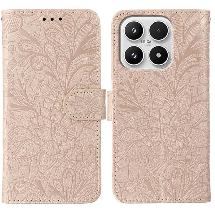 Funda para teléfono de cuero con tapa y estampado de flores de encaje, For Xiaomi 17 Pro, For Xiaomi 17, For Xiaomi 15T Pro 5G, For Xiaomi 15T 5G, For Xiaomi Poco F7 Ultra / Redmi K80 Pro, For Xiaomi Poco F7 Pro / Redmi K80                             ...