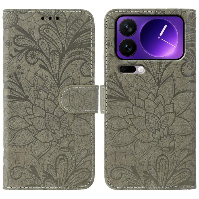 Funda para teléfono de cuero con tapa y estampado de flores de encaje, For Xiaomi 17 Pro, For Xiaomi 17, For Xiaomi 15T Pro 5G, For Xiaomi 15T 5G, For Xiaomi Poco F7 Ultra / Redmi K80 Pro, For Xiaomi Poco F7 Pro / Redmi K80                             ...