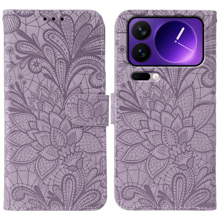 Funda para teléfono de cuero con tapa y estampado de flores de encaje, For Xiaomi 17 Pro, For Xiaomi 17, For Xiaomi 15T Pro 5G, For Xiaomi 15T 5G, For Xiaomi Poco F7 Ultra / Redmi K80 Pro, For Xiaomi Poco F7 Pro / Redmi K80                             ...