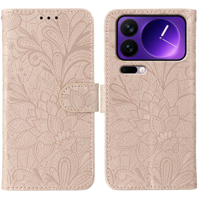 Funda para teléfono de cuero con tapa y estampado de flores de encaje, For Xiaomi 17 Pro, For Xiaomi 17, For Xiaomi 15T Pro 5G, For Xiaomi 15T 5G, For Xiaomi Poco F7 Ultra / Redmi K80 Pro, For Xiaomi Poco F7 Pro / Redmi K80                             ...