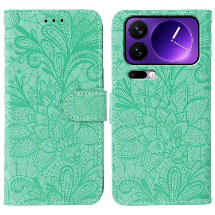 Funda para teléfono de cuero con tapa y estampado de flores de encaje, For Xiaomi 17 Pro, For Xiaomi 17, For Xiaomi 15T Pro 5G, For Xiaomi 15T 5G, For Xiaomi Poco F7 Ultra / Redmi K80 Pro, For Xiaomi Poco F7 Pro / Redmi K80                             ...