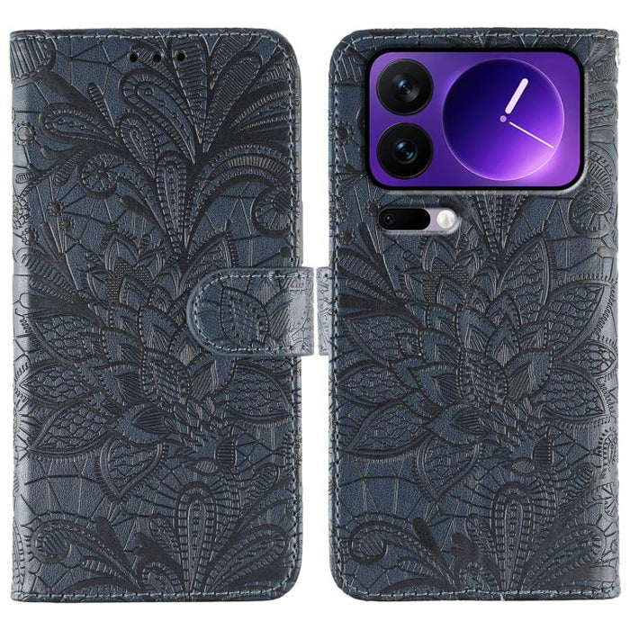 Funda para teléfono de cuero con tapa y estampado de flores de encaje, For Xiaomi 17 Pro, For Xiaomi 17, For Xiaomi 15T Pro 5G, For Xiaomi 15T 5G, For Xiaomi Poco F7 Ultra / Redmi K80 Pro, For Xiaomi Poco F7 Pro / Redmi K80                             ...